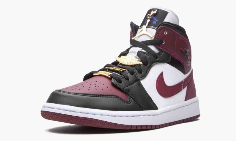 Nike Air Jordan 1 Mid SE 'Gold Pendants' Schoenen Dames Zwart Rood Wit Nederland | 830697-WHO