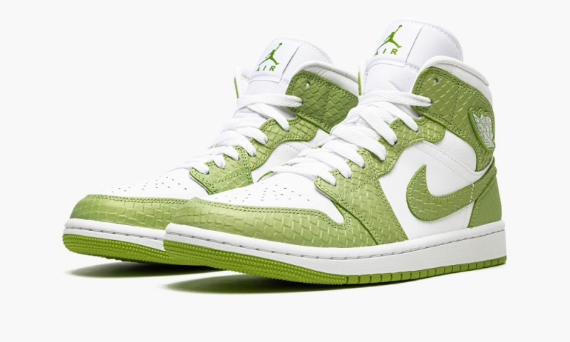 Nike Air Jordan 1 Mid SE 'Green Python' Schoenen Dames Wit Groen Wit Nederland | 205634-YHV