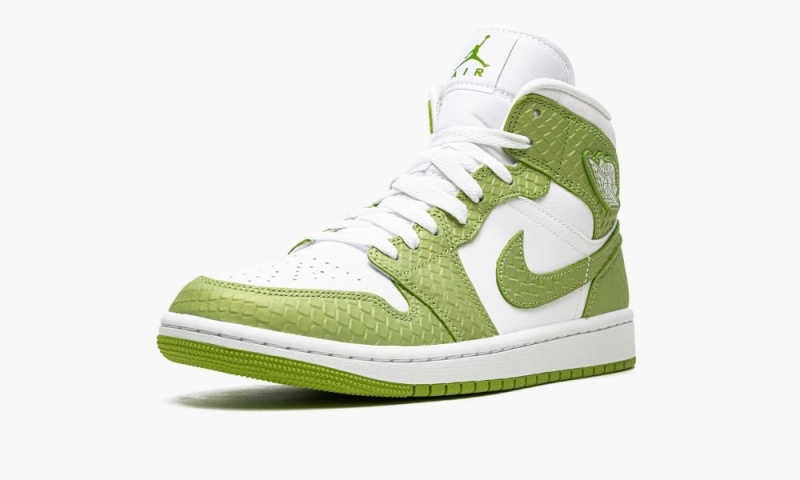 Nike Air Jordan 1 Mid SE 'Green Python' Schoenen Dames Wit Groen Wit Nederland | 205634-YHV
