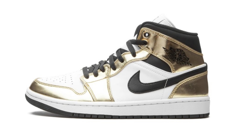 Nike Air Jordan 1 Mid SE \'Metallic Gold\' Schoenen Heren Metal Goud Zwart Wit Nederland | 682037-YHR