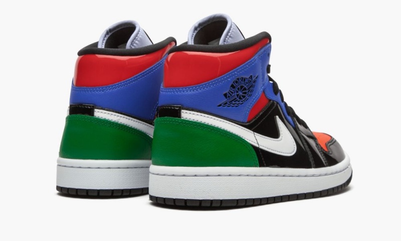 Nike Air Jordan 1 Mid SE 'Multicolor Lak' Schoenen Dames Zwart Rood Nederland | 738160-ZRX