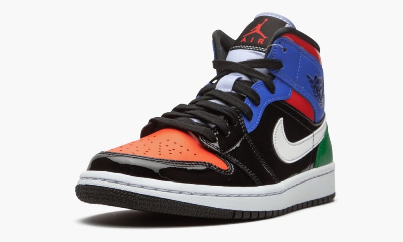 Nike Air Jordan 1 Mid SE 'Multicolor Lak' Schoenen Dames Zwart Rood Nederland | 738160-ZRX