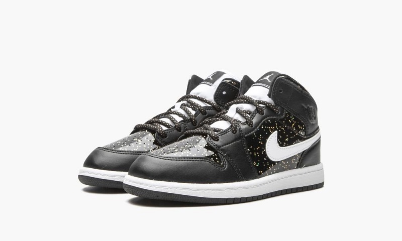 Nike Air Jordan 1 Mid SE PS 'Black Glitter' Schoenen Kinderen Zwart Wit Goud Nederland | 723854-CMU