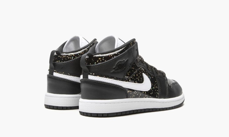 Nike Air Jordan 1 Mid SE PS 'Black Glitter' Schoenen Kinderen Zwart Wit Goud Nederland | 723854-CMU