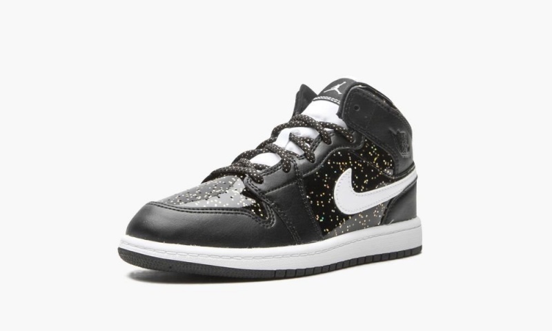 Nike Air Jordan 1 Mid SE PS 'Black Glitter' Schoenen Kinderen Zwart Wit Goud Nederland | 723854-CMU