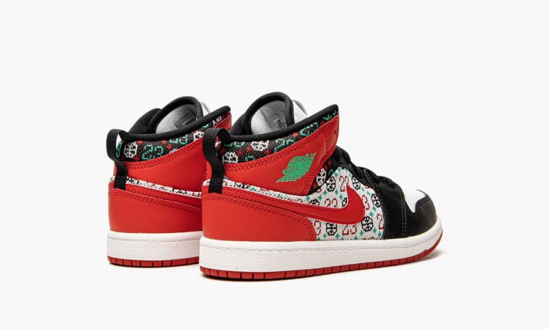 Nike Air Jordan 1 Mid SE (PS) 'Ugly Christmas Trui' Schoenen Kinderen Wit Rood Zwart Nederland | 953217-DWF