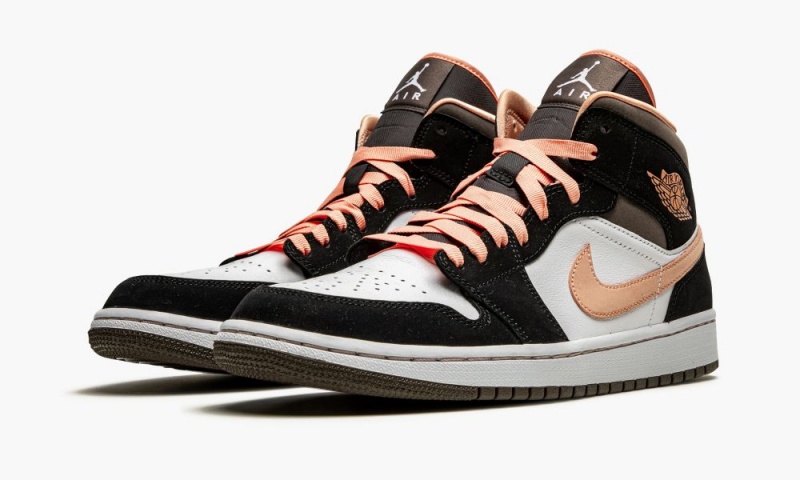 Nike Air Jordan 1 Mid SE 'Peach Mocha' Schoenen Dames Wit Abrikoos Zwart Nederland | 657802-OCE