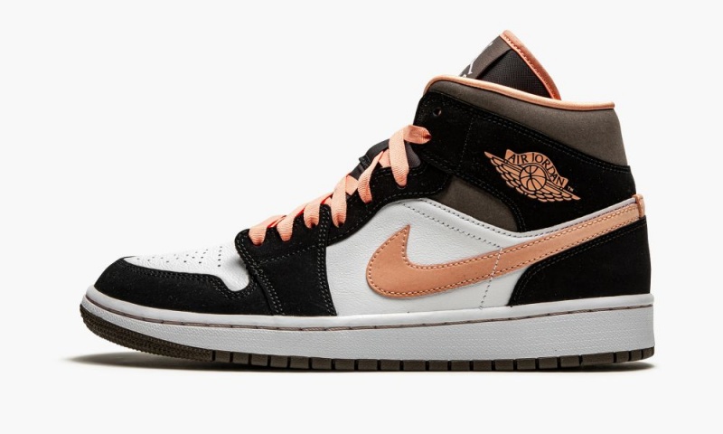 Nike Air Jordan 1 Mid SE \'Peach Mocha\' Schoenen Dames Wit Abrikoos Zwart Nederland | 657802-OCE