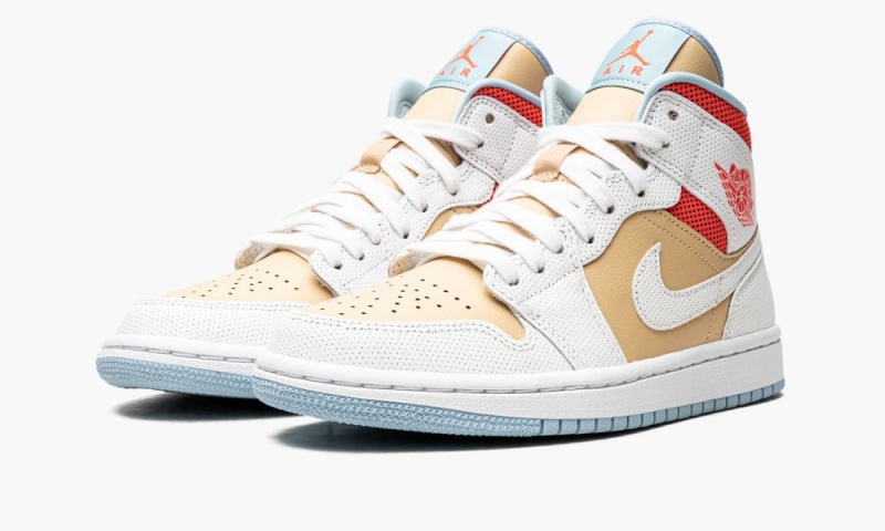 Nike Air Jordan 1 Mid SE 'Sesame' Schoenen Dames Wit Rood Nederland | 836479-NAK