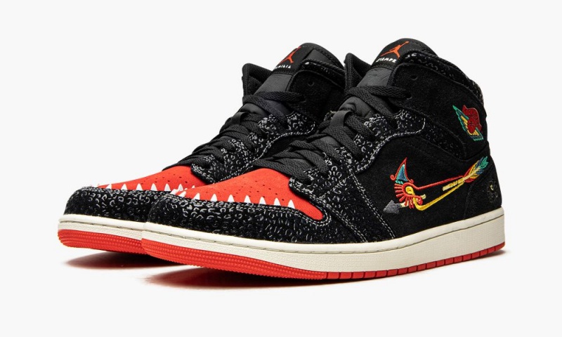 Nike Air Jordan 1 Mid SE 'Siempre Familia' Schoenen Heren Zwart Rood Nederland | 320596-AKU