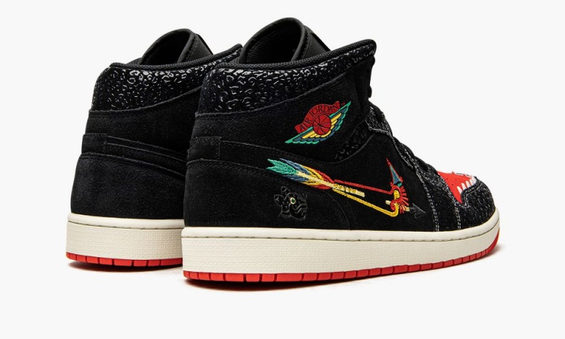 Nike Air Jordan 1 Mid SE 'Siempre Familia' Schoenen Heren Zwart Rood Nederland | 320596-AKU