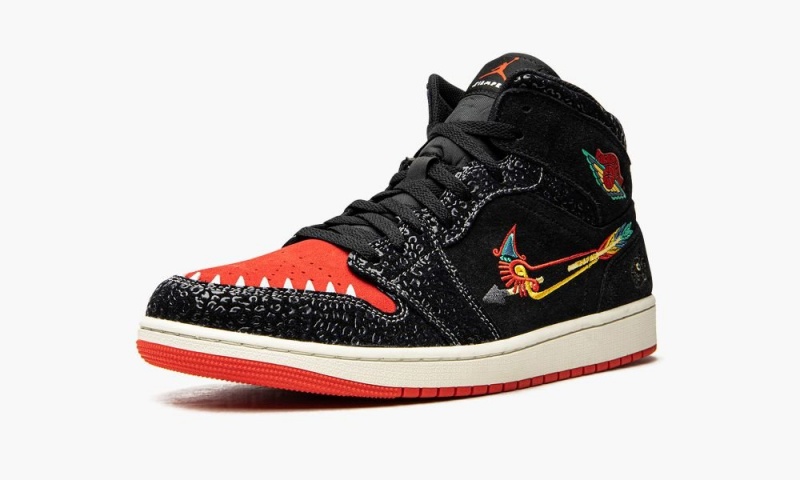 Nike Air Jordan 1 Mid SE 'Siempre Familia' Schoenen Heren Zwart Rood Nederland | 320596-AKU