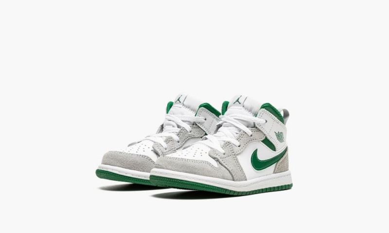 Nike Air Jordan 1 Mid SE TD 'Grey / Pine Green' Schoenen Kinderen Wit Diepgroen Grijs Nederland | 798645-DHI