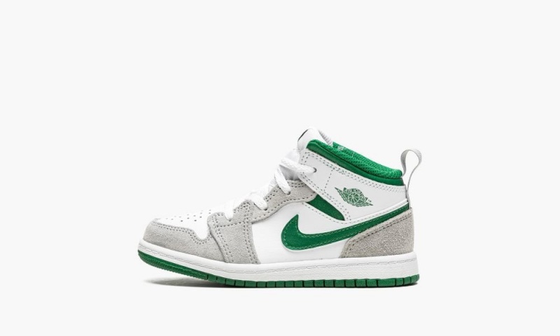 Nike Air Jordan 1 Mid SE TD \'Grey / Pine Green\' Schoenen Kinderen Wit Diepgroen Grijs Nederland | 798645-DHI