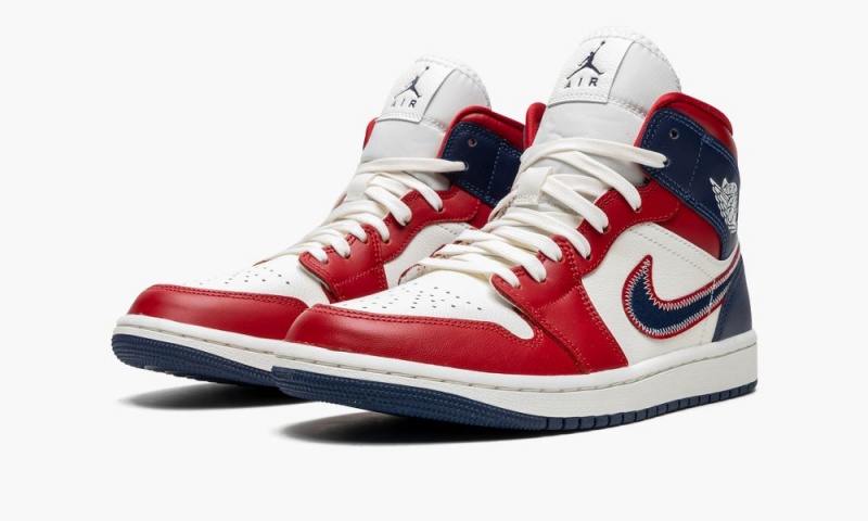 Nike Air Jordan 1 Mid SE 'USA' Schoenen Dames Rood Donkerblauw Nederland | 846230-PRB