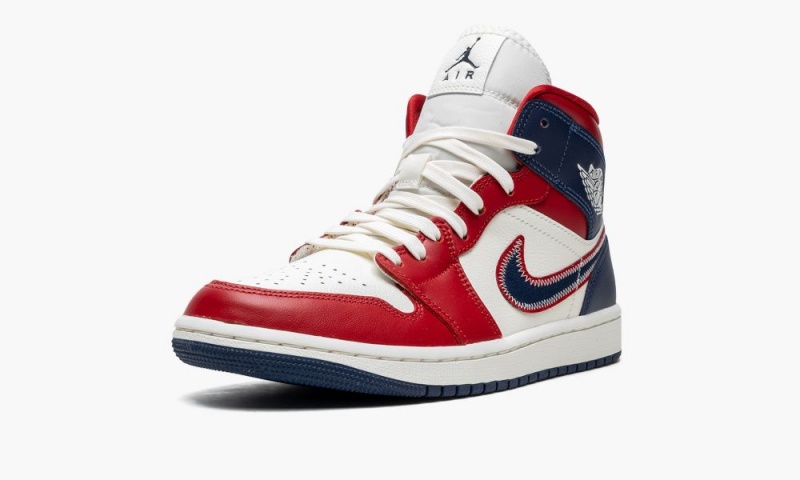 Nike Air Jordan 1 Mid SE 'USA' Schoenen Dames Rood Donkerblauw Nederland | 846230-PRB