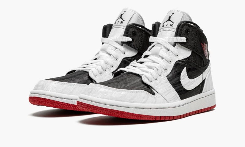 Nike Air Jordan 1 Mid SE UTL 'White / Black / Gym Red' Schoenen Dames Zwart Wit Rood Nederland | 794218-OVQ