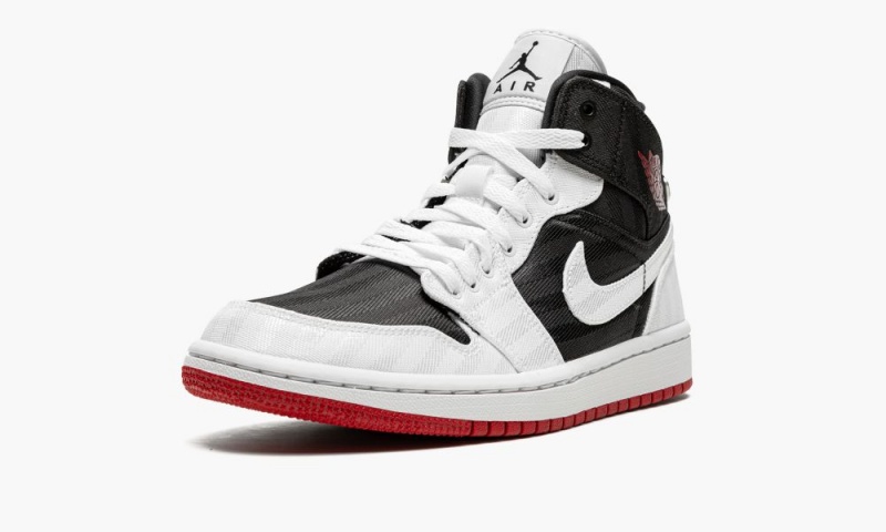 Nike Air Jordan 1 Mid SE UTL 'White / Black / Gym Red' Schoenen Dames Zwart Wit Rood Nederland | 794218-OVQ