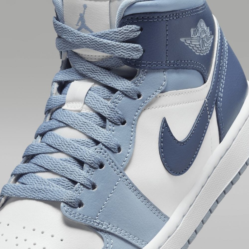 Nike Air Jordan 1 Mid Schoenen Dames Blauw Wit Nederland | 270319-BJF