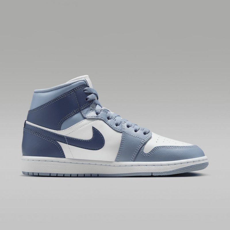 Nike Air Jordan 1 Mid Schoenen Dames Blauw Wit Nederland | 270319-BJF
