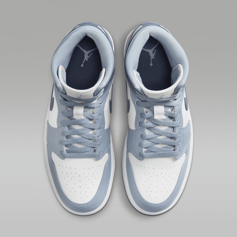 Nike Air Jordan 1 Mid Schoenen Dames Blauw Wit Nederland | 270319-BJF