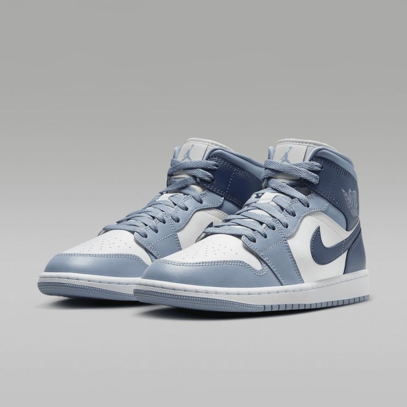 Nike Air Jordan 1 Mid Schoenen Dames Blauw Wit Nederland | 270319-BJF