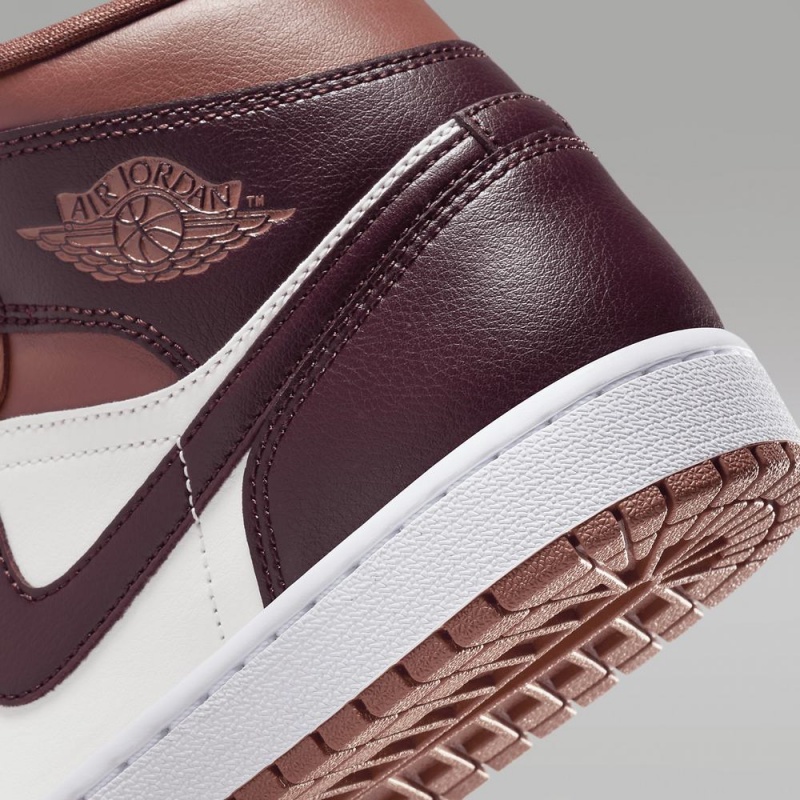 Nike Air Jordan 1 Mid Schoenen Dames Chocola Wit Nederland | 349017-FAD