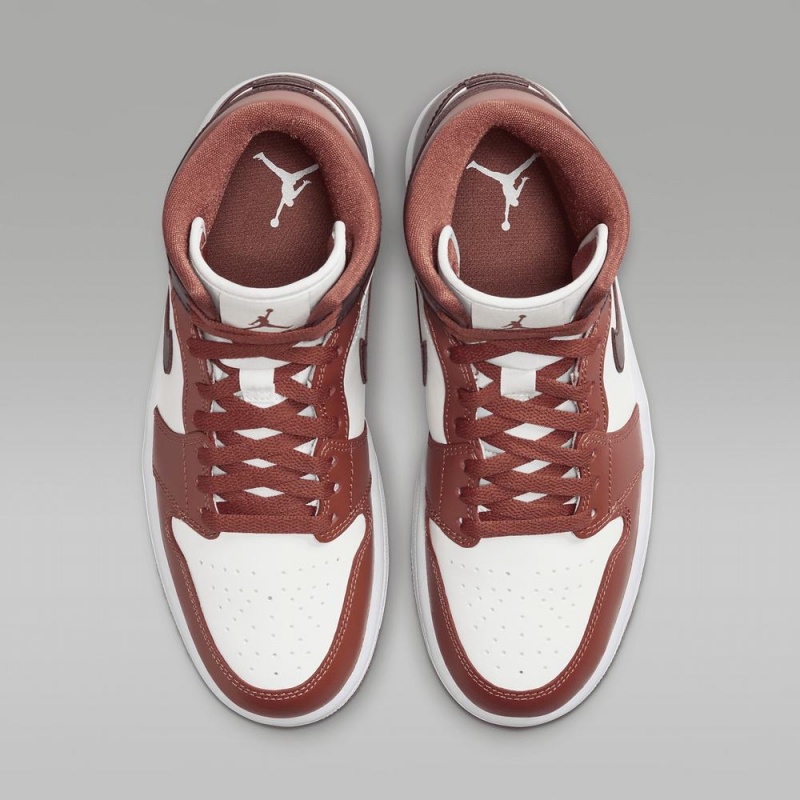 Nike Air Jordan 1 Mid Schoenen Dames Chocola Wit Nederland | 349017-FAD