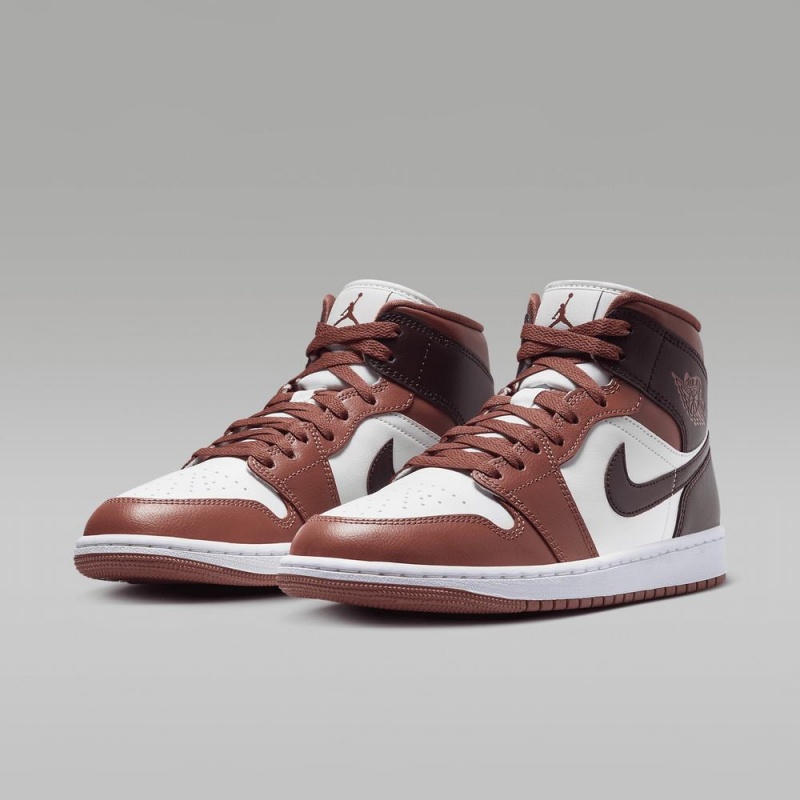 Nike Air Jordan 1 Mid Schoenen Dames Chocola Wit Nederland | 349017-FAD