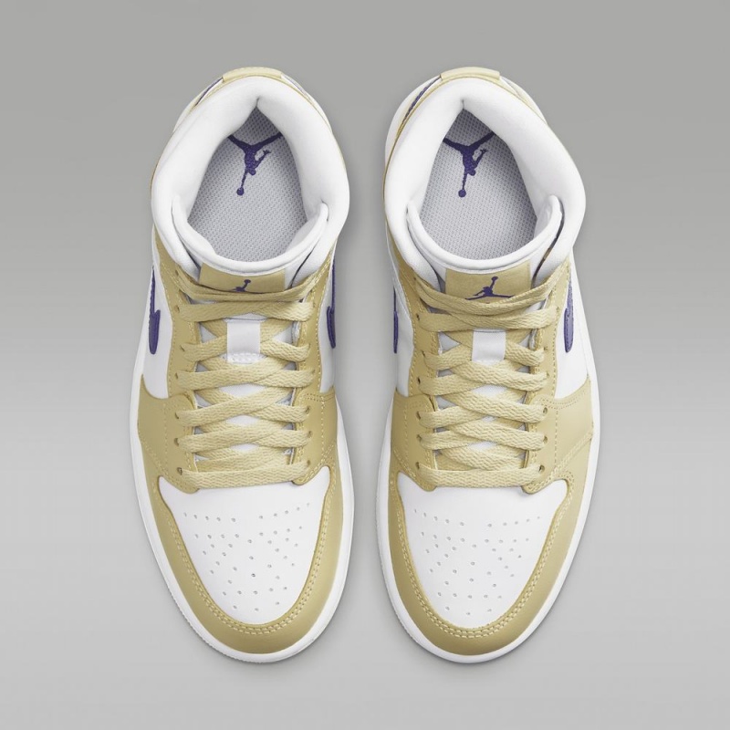 Nike Air Jordan 1 Mid Schoenen Dames Geel Wit Nederland | 418692-JMN