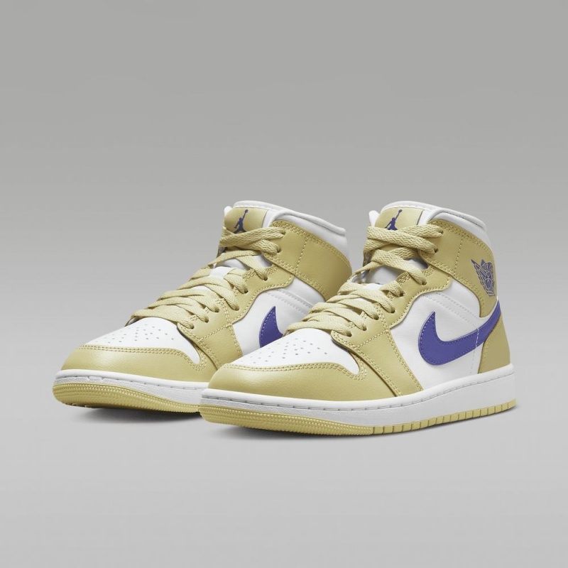 Nike Air Jordan 1 Mid Schoenen Dames Geel Wit Nederland | 418692-JMN