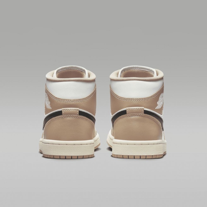 Nike Air Jordan 1 Mid Schoenen Dames Khaki Zwart Wit Nederland | 728415-LIX