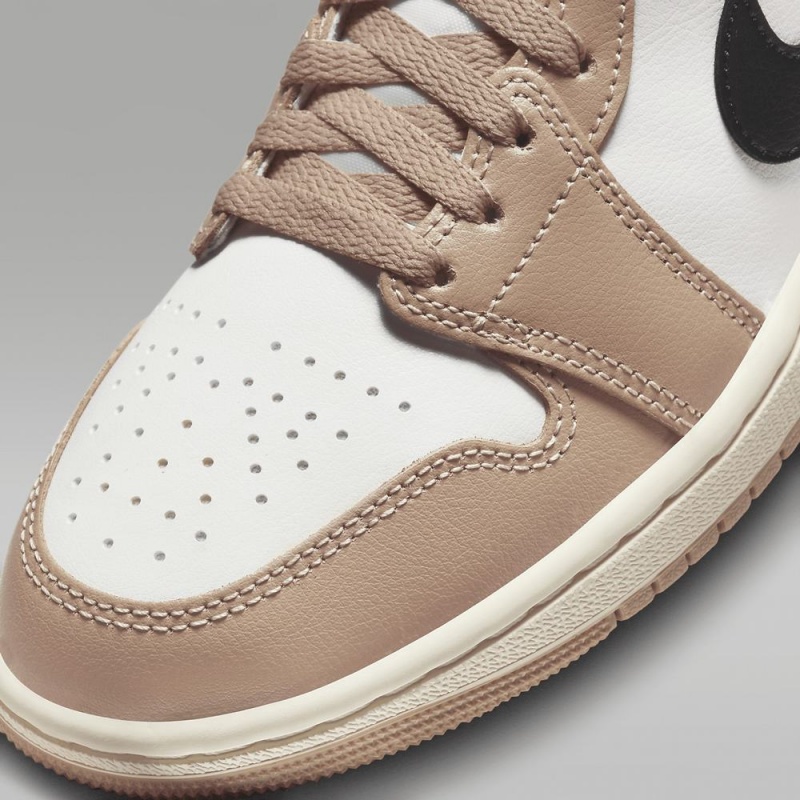 Nike Air Jordan 1 Mid Schoenen Dames Khaki Zwart Wit Nederland | 728415-LIX