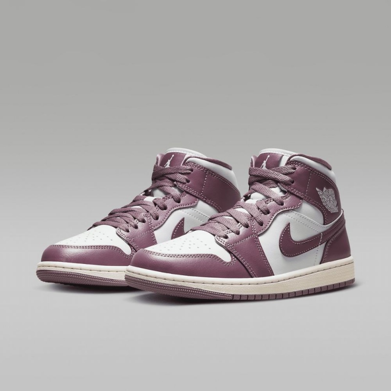 Nike Air Jordan 1 Mid Schoenen Dames Paars Wit Nederland | 726054-ZPK