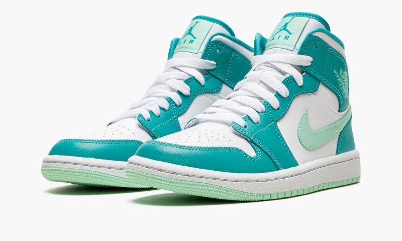 Nike Air Jordan 1 Mid Schoenen Dames Turquoise Mintgroen Wit Nederland | 258964-PRN