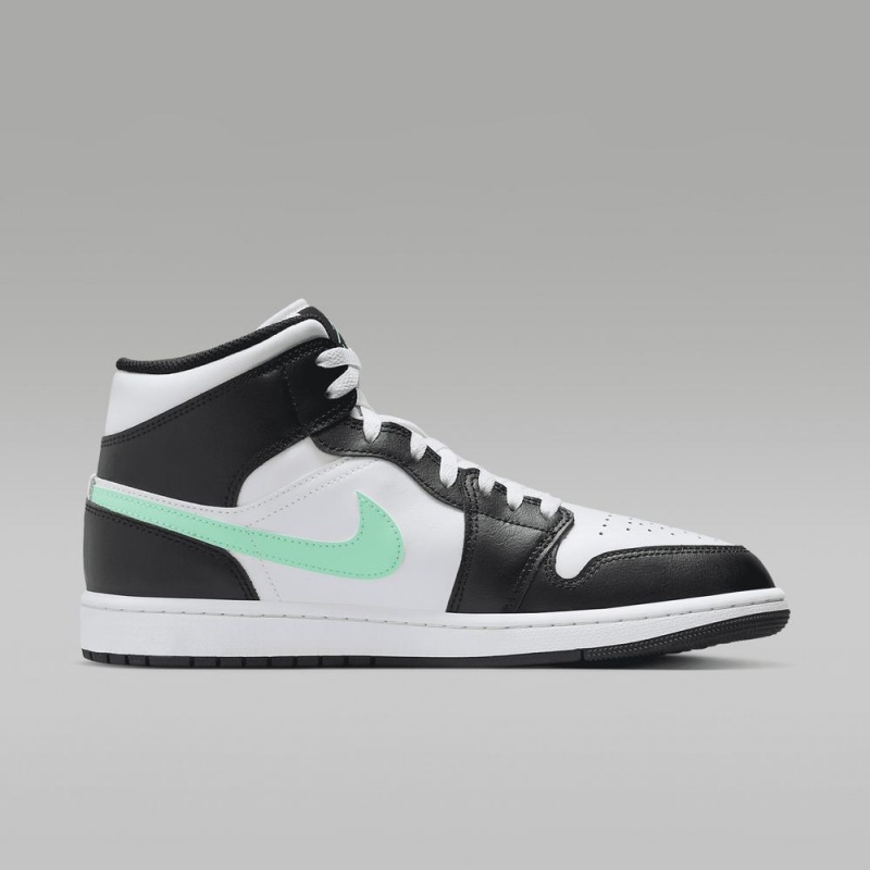 Nike Air Jordan 1 Mid Schoenen Dames Wit Zwart Groen Nederland | 736129-EJH