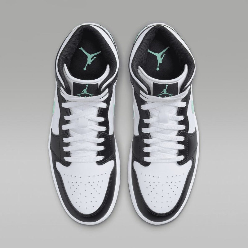 Nike Air Jordan 1 Mid Schoenen Dames Wit Zwart Groen Nederland | 736129-EJH
