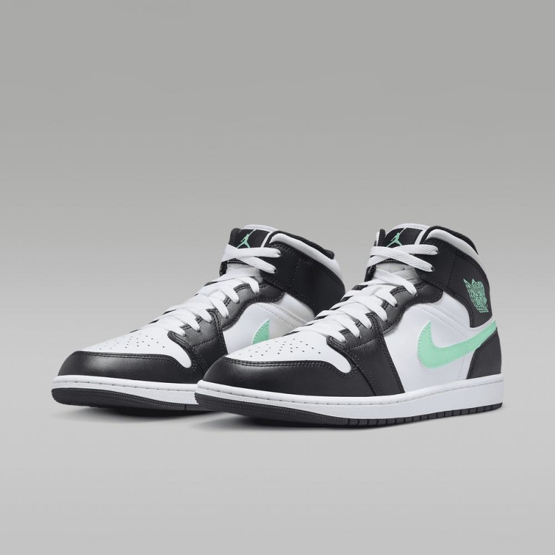 Nike Air Jordan 1 Mid Schoenen Dames Wit Zwart Groen Nederland | 736129-EJH