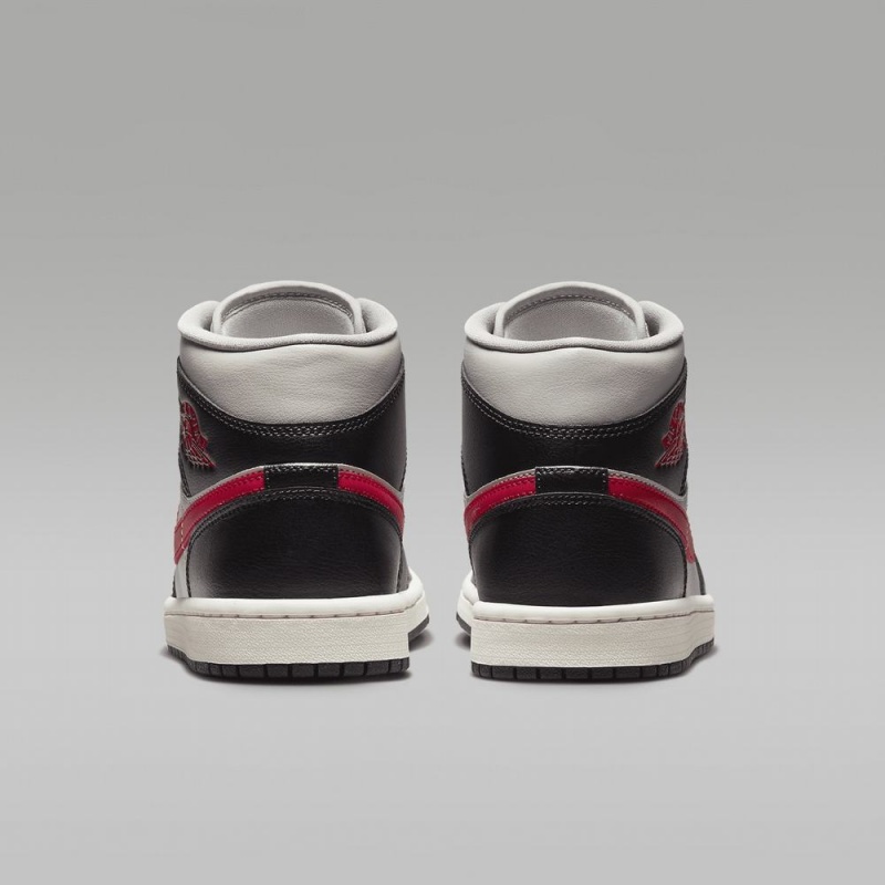 Nike Air Jordan 1 Mid Schoenen Dames Zwart Rood Nederland | 728503-KWH
