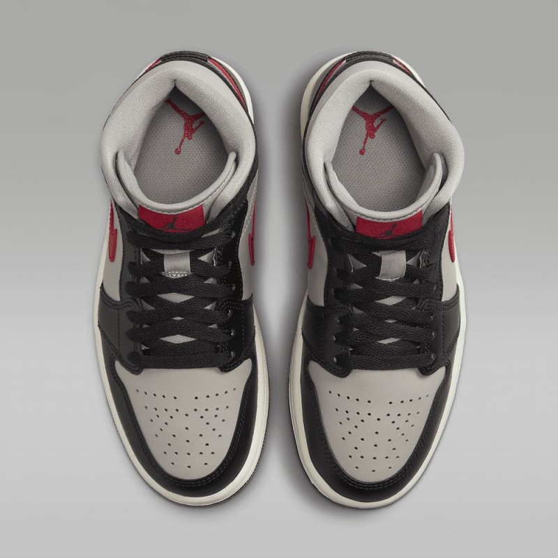 Nike Air Jordan 1 Mid Schoenen Dames Zwart Rood Nederland | 728503-KWH
