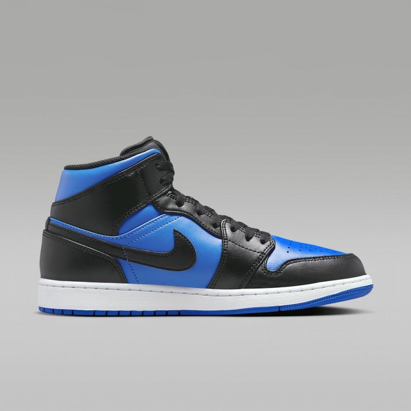 Nike Air Jordan 1 Mid Schoenen Heren Blauw Zwart Nederland | 514839-DBU