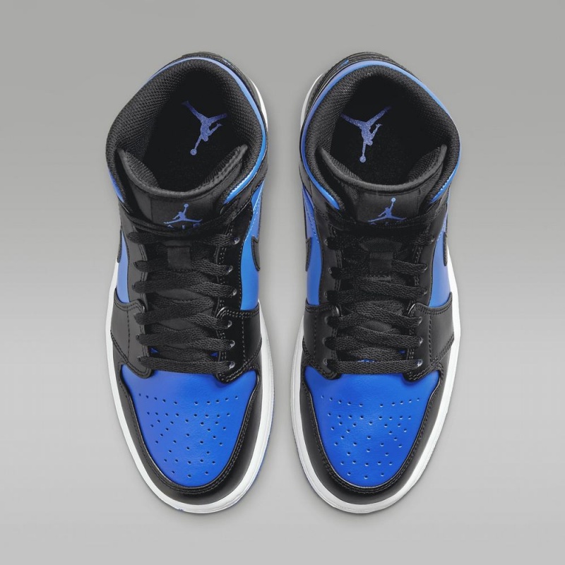 Nike Air Jordan 1 Mid Schoenen Heren Blauw Zwart Nederland | 514839-DBU