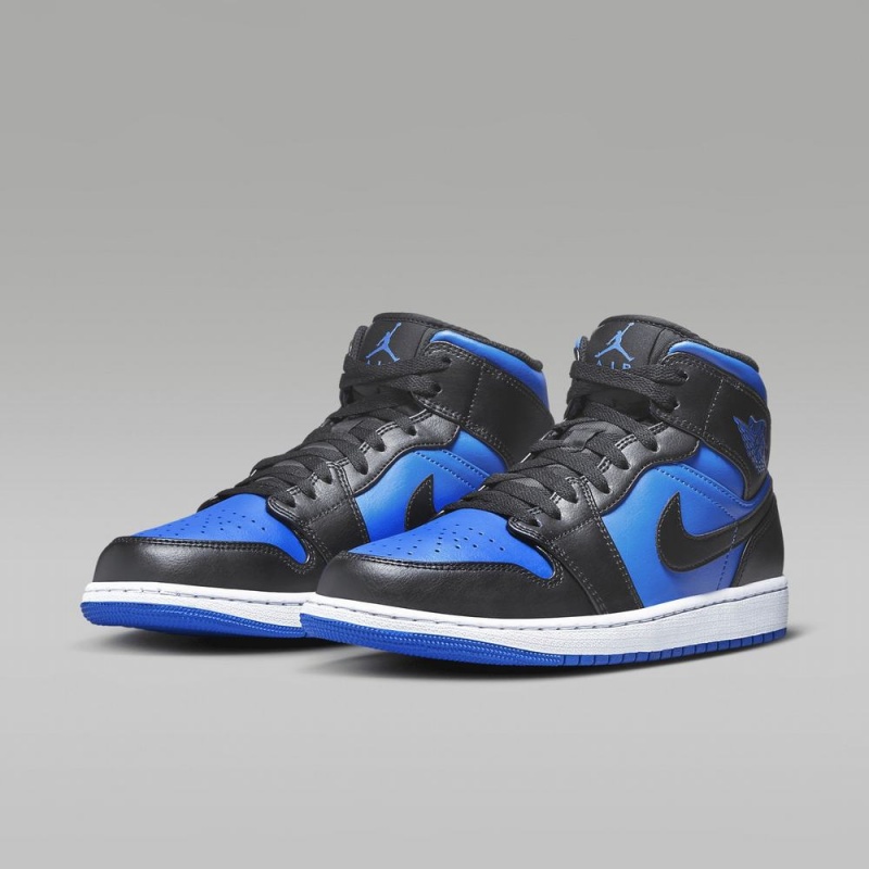Nike Air Jordan 1 Mid Schoenen Heren Blauw Zwart Nederland | 514839-DBU