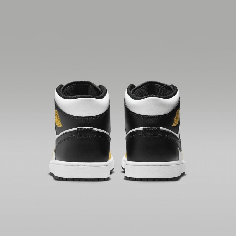 Nike Air Jordan 1 Mid Schoenen Heren Geel Wit Zwart Nederland | 895406-EBH