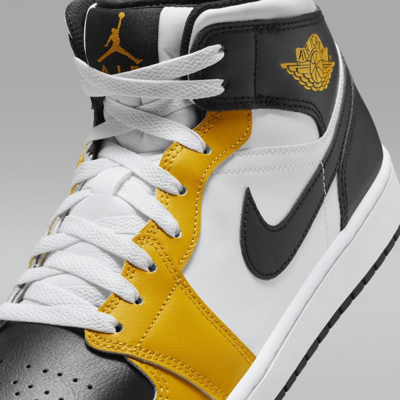 Nike Air Jordan 1 Mid Schoenen Heren Geel Wit Zwart Nederland | 895406-EBH