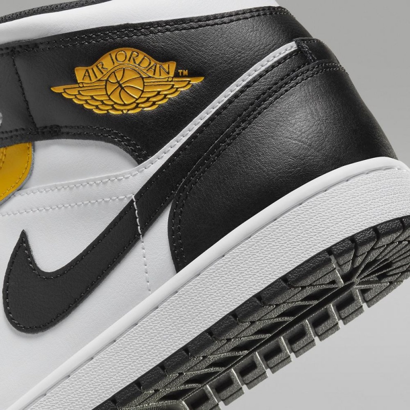 Nike Air Jordan 1 Mid Schoenen Heren Geel Wit Zwart Nederland | 895406-EBH