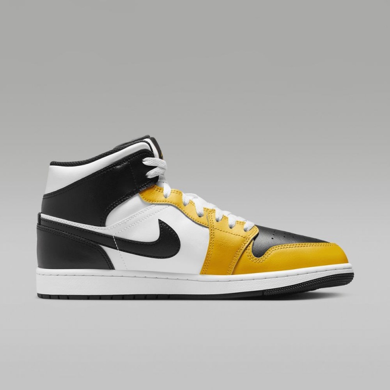 Nike Air Jordan 1 Mid Schoenen Heren Geel Wit Zwart Nederland | 895406-EBH