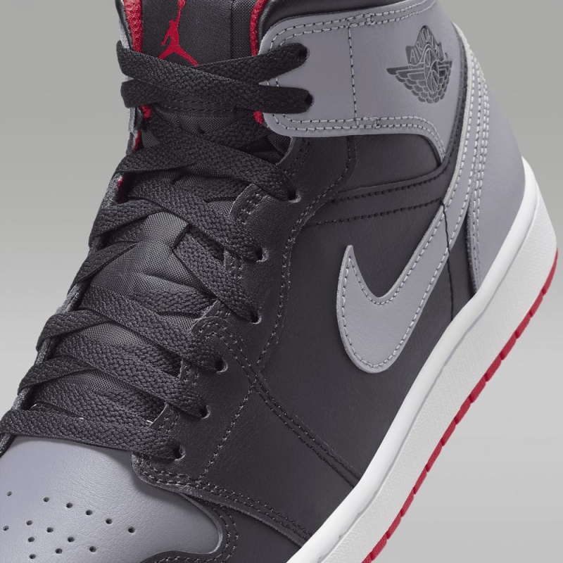 Nike Air Jordan 1 Mid Schoenen Heren Grijs Zwart Nederland | 345820-JUS