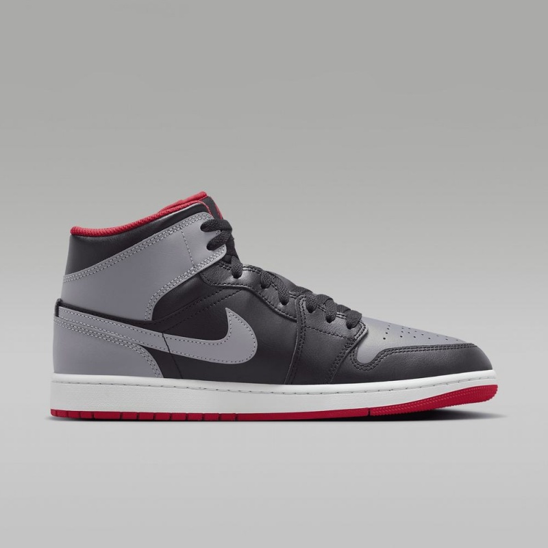 Nike Air Jordan 1 Mid Schoenen Heren Grijs Zwart Nederland | 345820-JUS