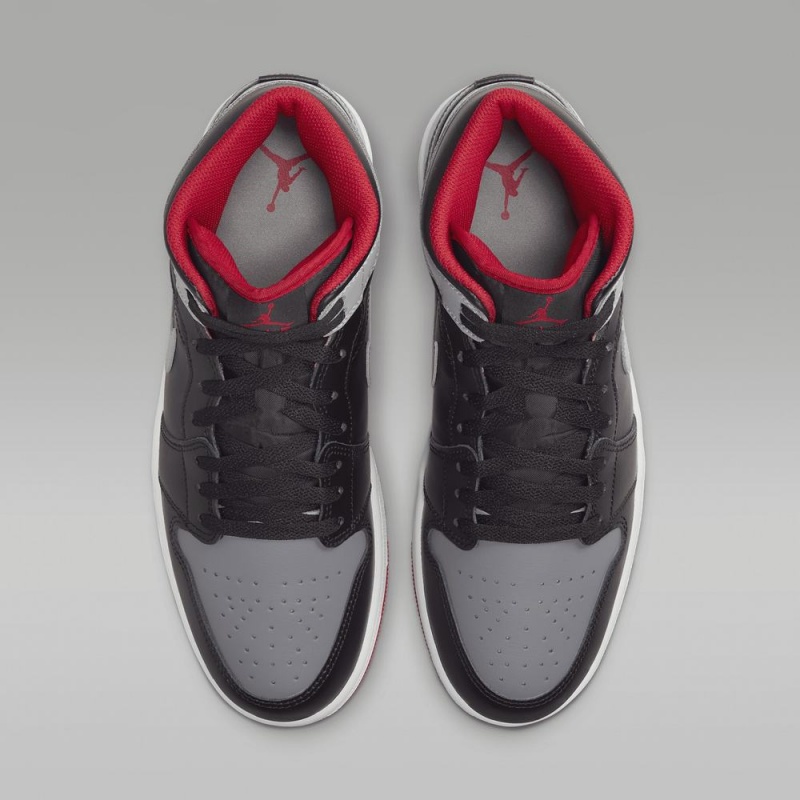 Nike Air Jordan 1 Mid Schoenen Heren Grijs Zwart Nederland | 345820-JUS